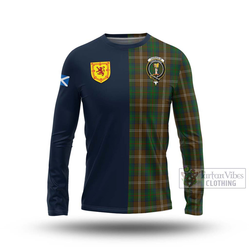 Tartan Vibes Clothing Chisholm Hunting Tartan Long Sleeve T-Shirt with Scottish Lion Royal Arm Half Style