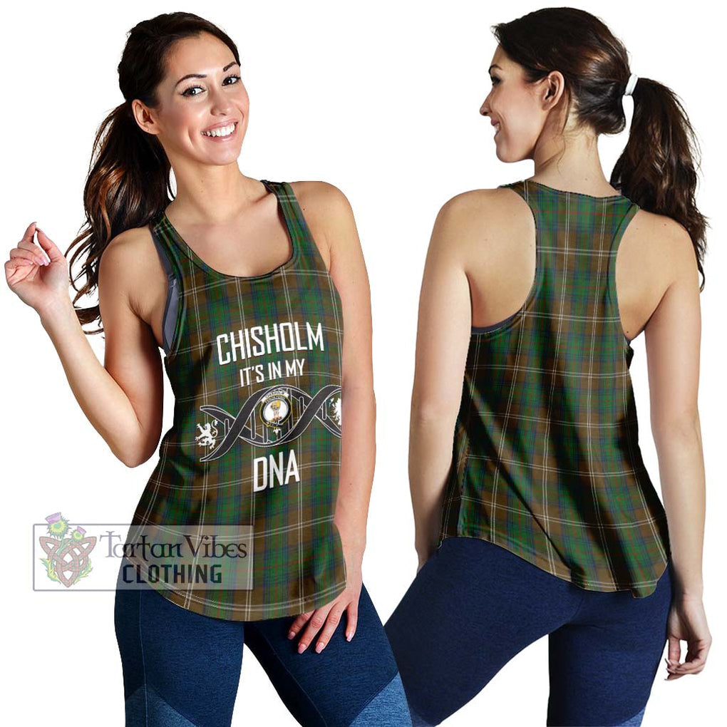 Chisholm Hunting Tartan Women's Racerback Tanks with Family Crest DNA In Me Style 4XL - Tartanvibesclothing Shop