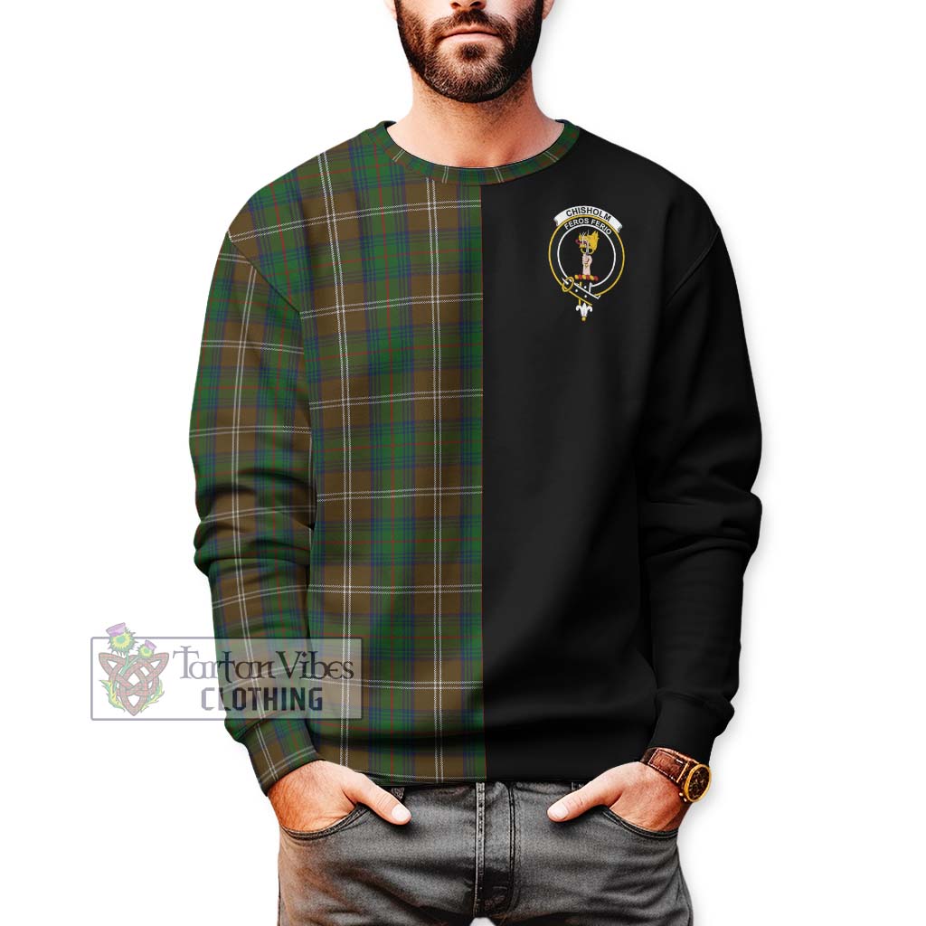 Chisholm Hunting Tartan Sweatshirt with Family Crest and Half Of Me Style Unisex - Tartanvibesclothing Shop