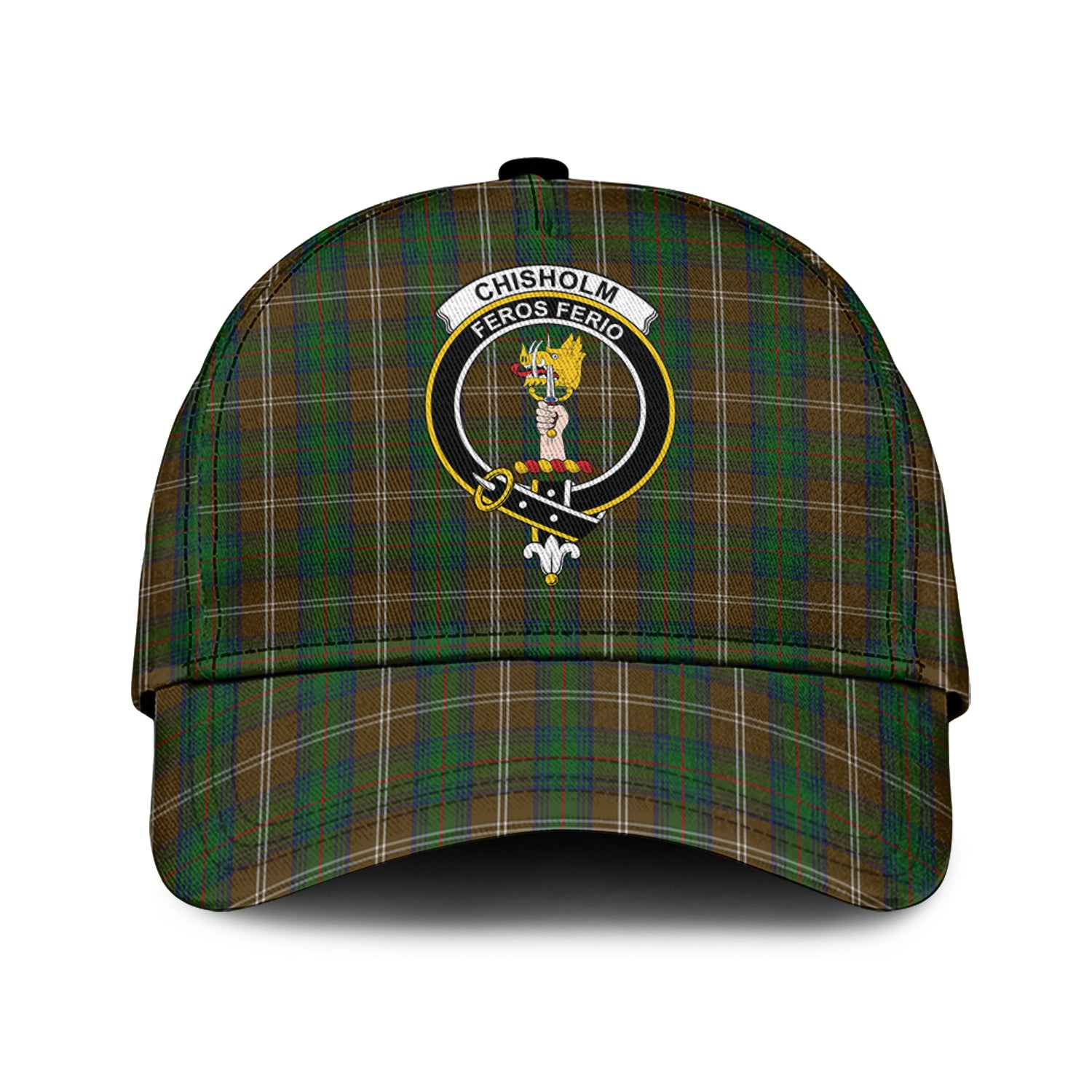 Chisholm Hunting Tartan Classic Cap with Family Crest Classic Cap Universal Fit - Tartan Vibes Clothing