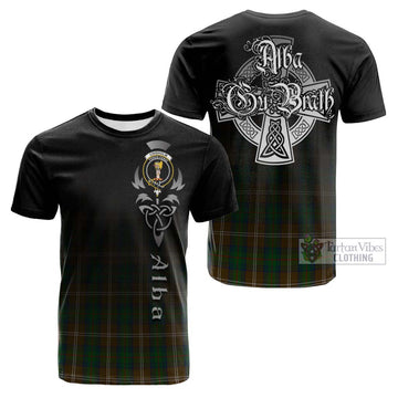 Chisholm Hunting Tartan Cotton T-shirt Featuring Alba Gu Brath Family Crest Celtic Inspired