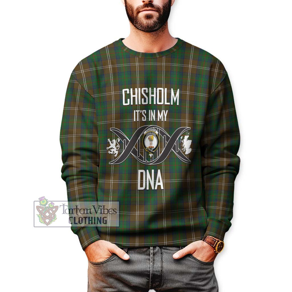 Chisholm Hunting Tartan Sweatshirt with Family Crest DNA In Me Style Unisex - Tartanvibesclothing Shop