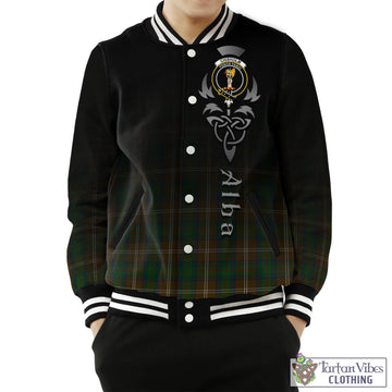 Chisholm Hunting Tartan Baseball Jacket Featuring Alba Gu Brath Family Crest Celtic Inspired