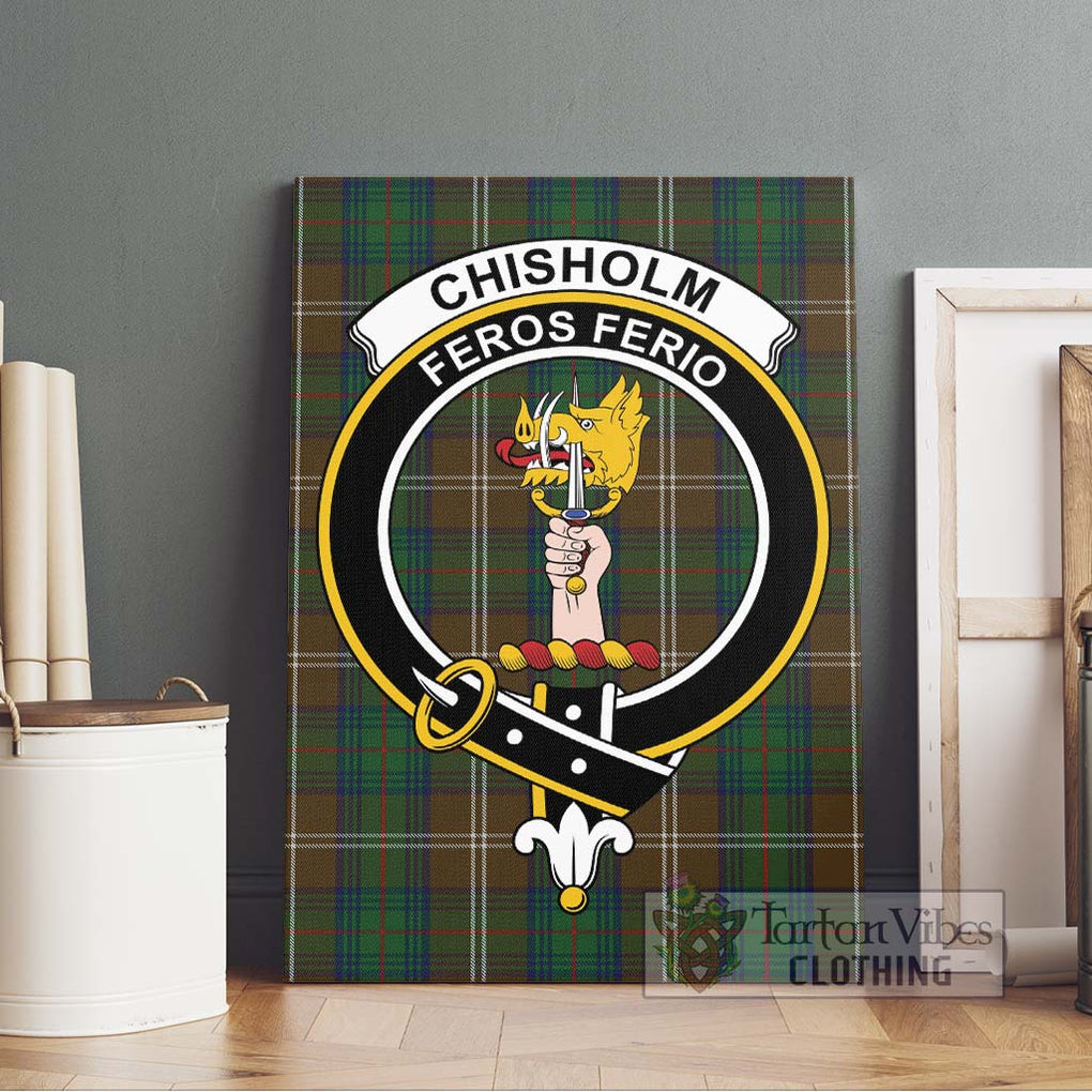 Chisholm Hunting Tartan Canvas Print Wall Art with Family Crest Without Frame - Tartan Vibes Clothing