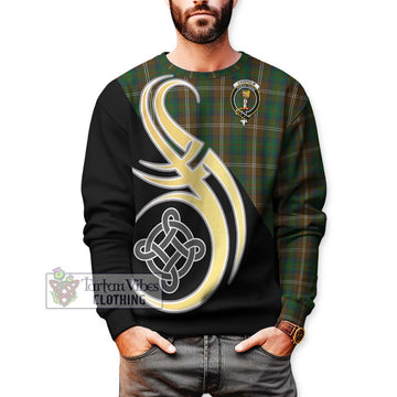 Chisholm Hunting Tartan Sweatshirt with Family Crest and Celtic Symbol Style