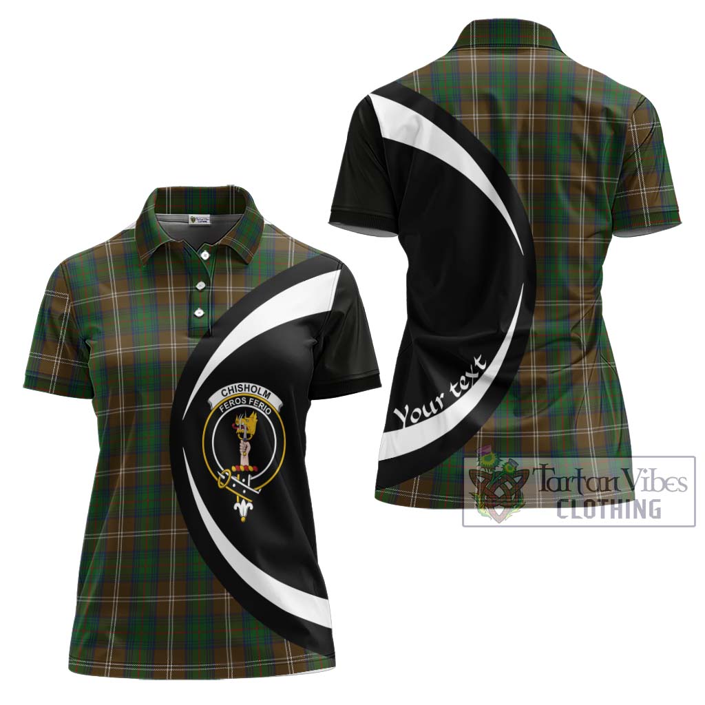 Chisholm Hunting Tartan Women's Polo Shirt with Family Crest Circle Style Women - Tartan Vibes Clothing