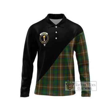 Chisholm Hunting Tartan Long Sleeve Polo Shirt with Family Crest and Military Logo Style