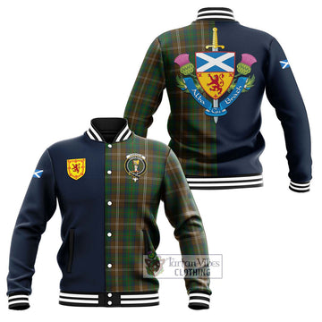 Chisholm Hunting Tartan Baseball Jacket Alba with Scottish Lion Royal Arm Half Style