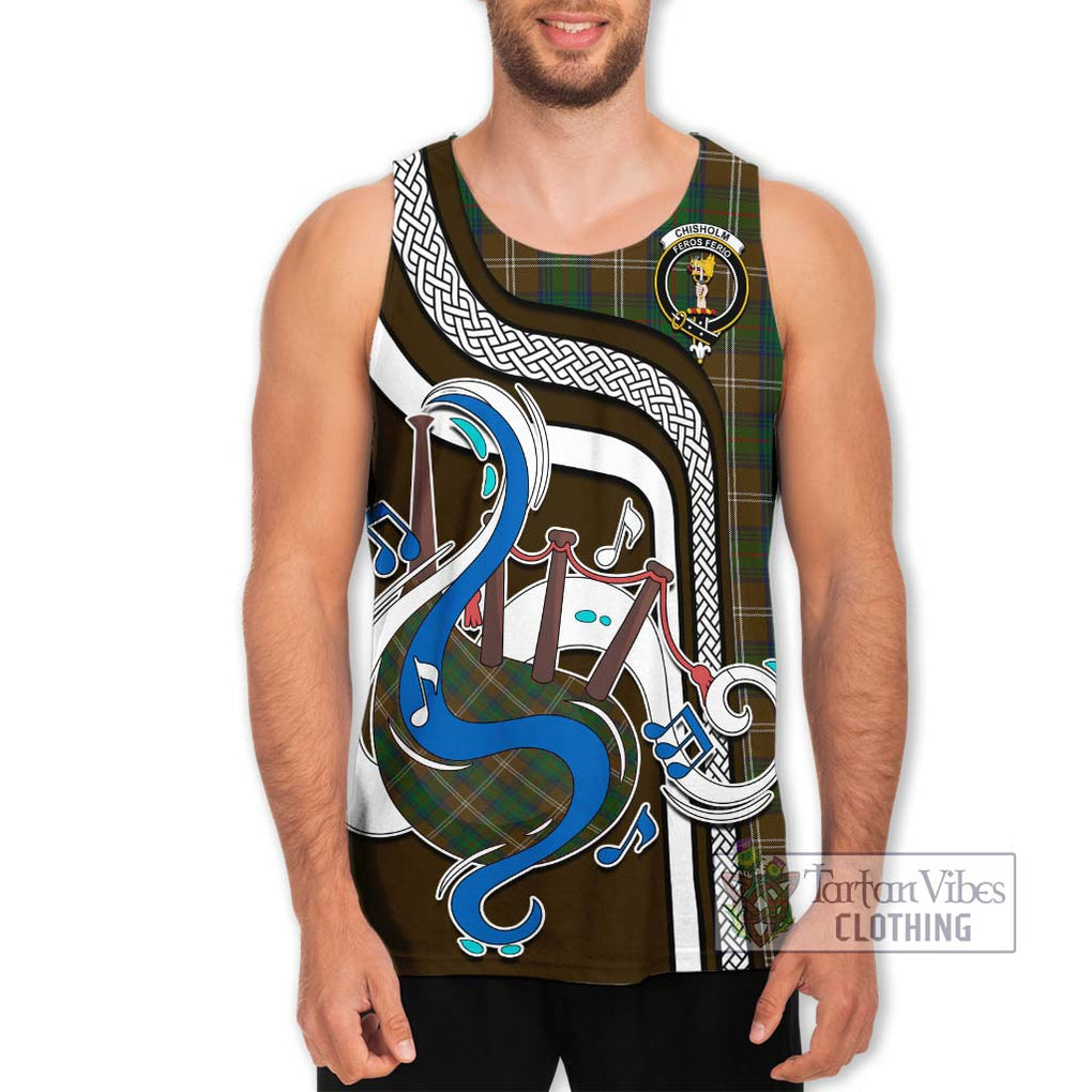 Chisholm Hunting Tartan Men's Tank Top with Epic Bagpipe Style Men - Tartanvibesclothing Shop