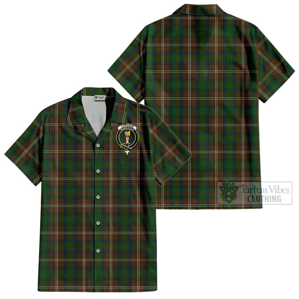 Chisholm Hunting Tartan Cotton Hawaiian Shirt with Family Crest Kid - Tartan Vibes Clothing