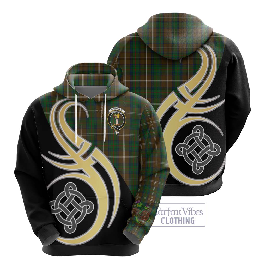 Chisholm Hunting Tartan Hoodie with Family Crest and Celtic Symbol Style - Tartan Vibes Clothing