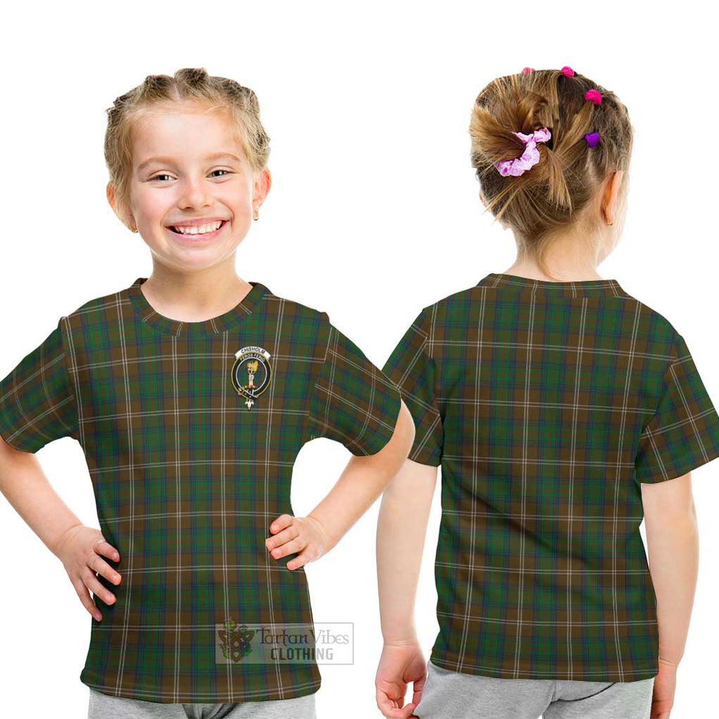 Chisholm Hunting Tartan Kid T-Shirt with Family Crest - Tartanvibesclothing Shop