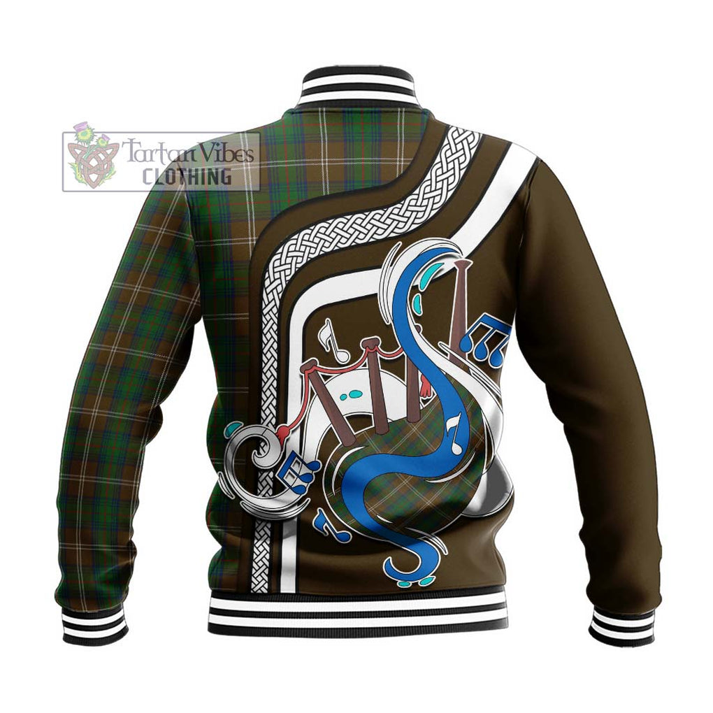 Tartan Vibes Clothing Chisholm Hunting Tartan Baseball Jacket with Epic Bagpipe Style