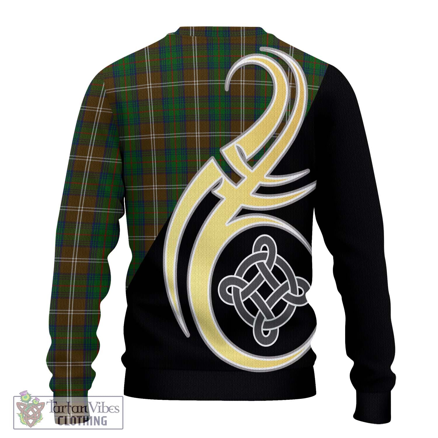 Chisholm Hunting Tartan Knitted Sweater with Family Crest and Celtic Symbol Style - Tartan Vibes Clothing