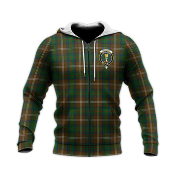 Chisholm Hunting Tartan Knitted Hoodie with Family Crest