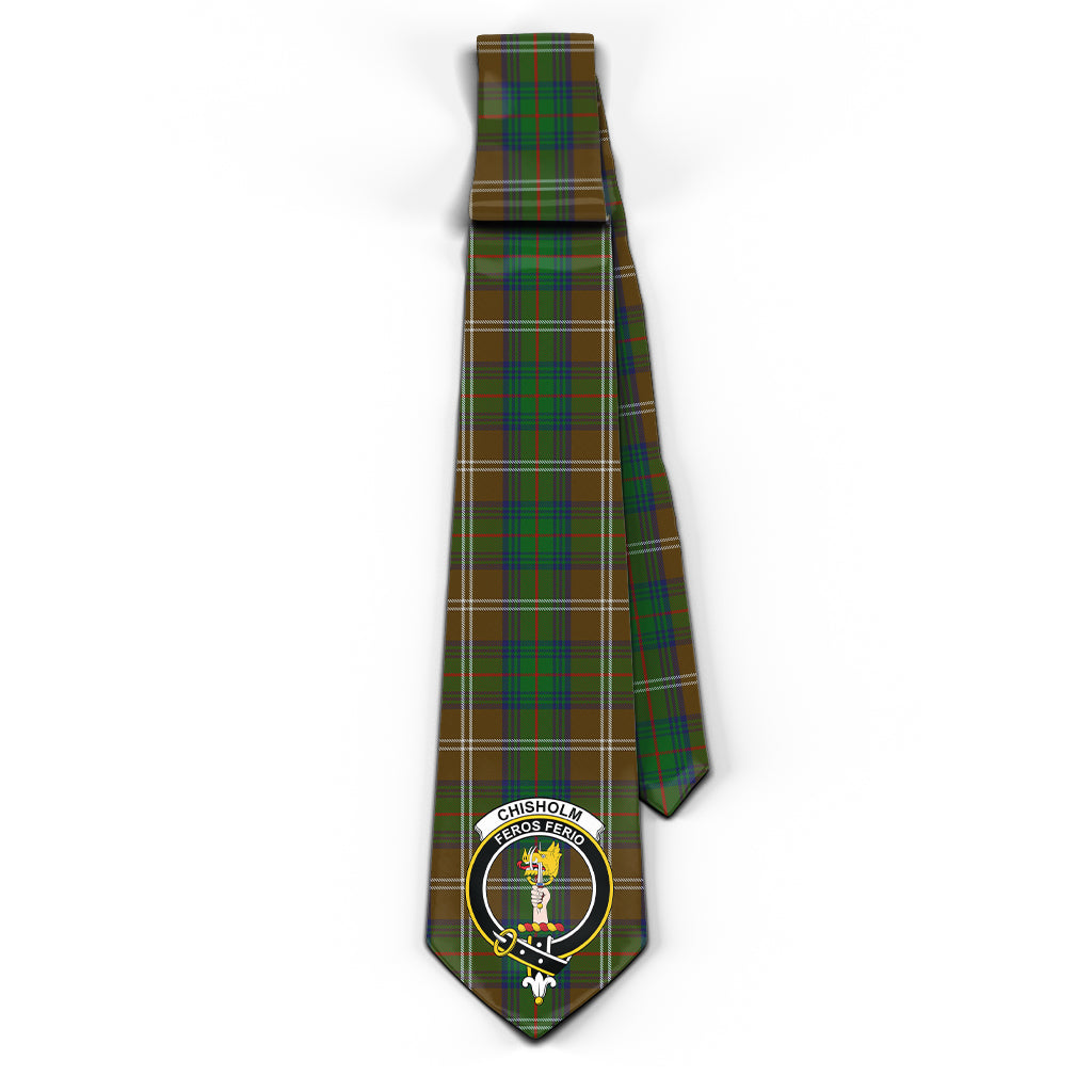 Chisholm Hunting Tartan Classic Necktie with Family Crest - Tartan Vibes Clothing