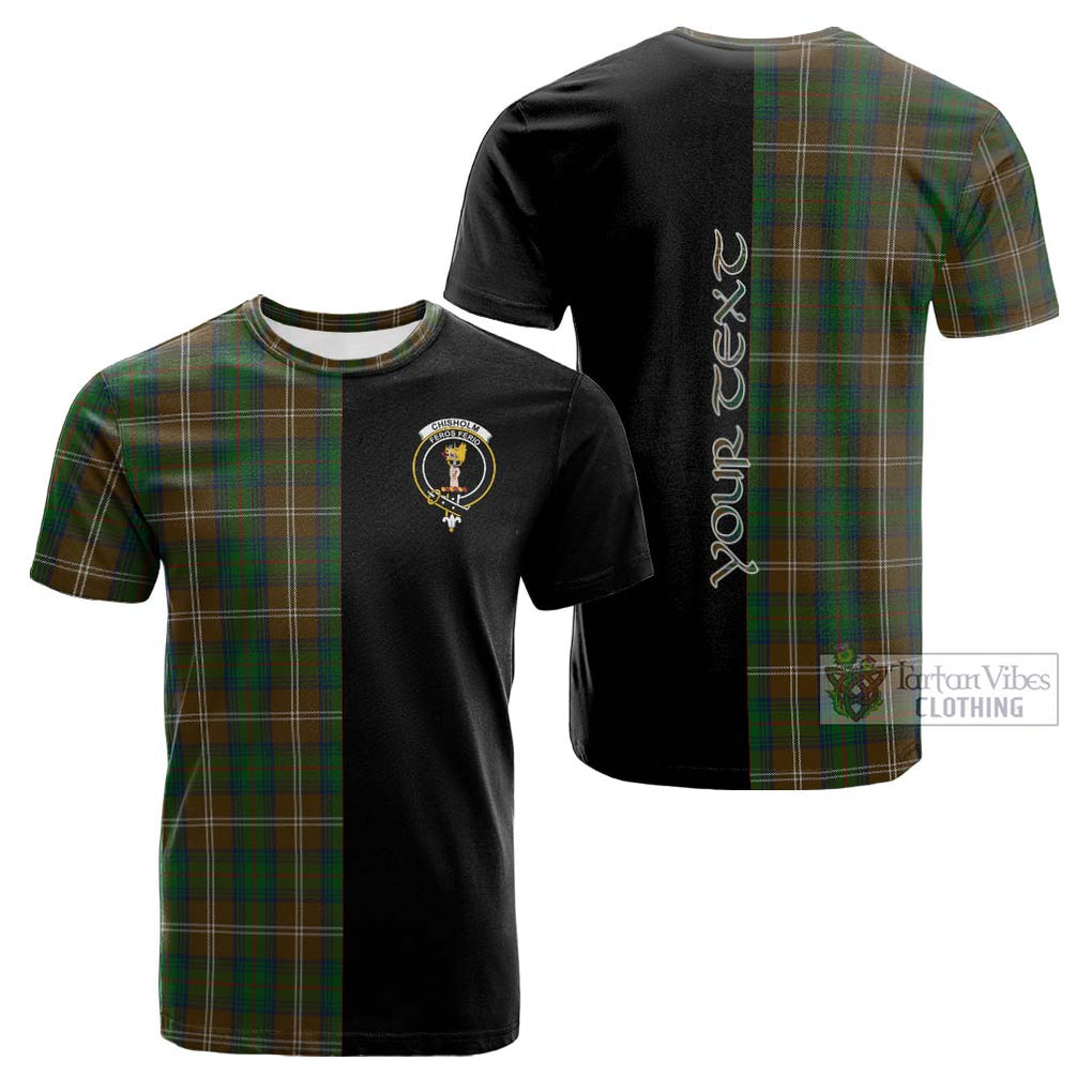 Tartan Vibes Clothing Chisholm Hunting Tartan Cotton T-shirt with Family Crest and Half Of Me Style