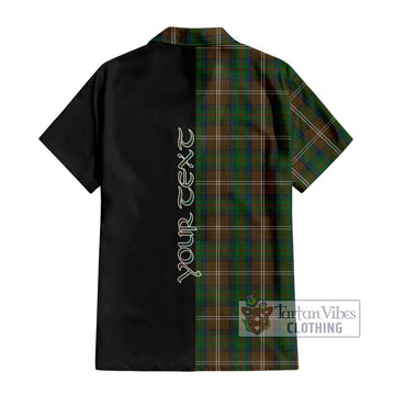 Chisholm Hunting Tartan Short Sleeve Button Shirt with Family Crest and Half Of Me Style