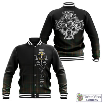 Chisholm Hunting Tartan Baseball Jacket Featuring Alba Gu Brath Family Crest Celtic Inspired