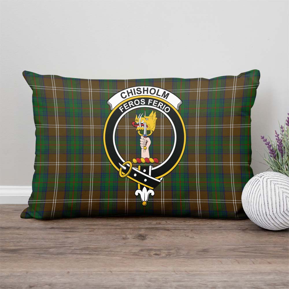 Chisholm Hunting Tartan Pillow Cover with Family Crest Rectangle Pillow Cover - Tartanvibesclothing