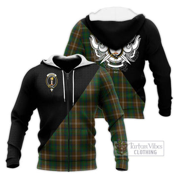 Chisholm Hunting Tartan Knitted Hoodie with Family Crest and Military Logo Style