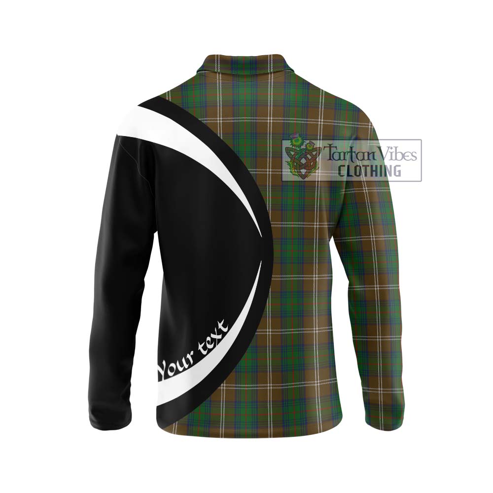 Chisholm Hunting Tartan Long Sleeve Polo Shirt with Family Crest Circle Style - Tartan Vibes Clothing