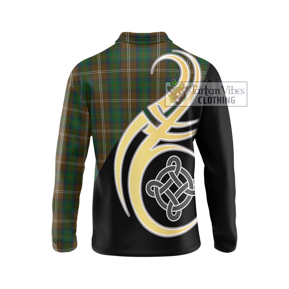 Chisholm Hunting Tartan Long Sleeve Polo Shirt with Family Crest and Celtic Symbol Style - Tartan Vibes Clothing