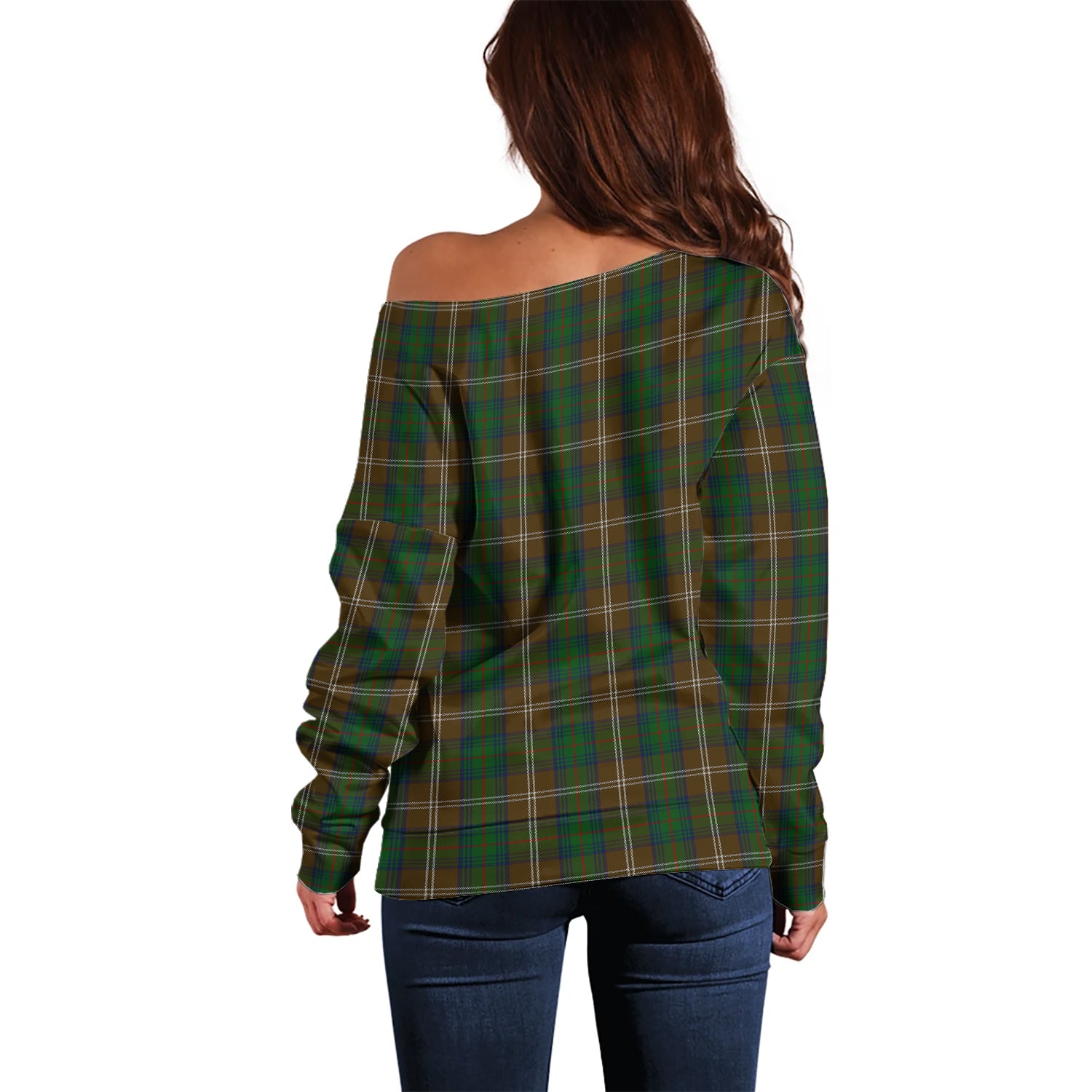 Chisholm Hunting Tartan Off Shoulder Women Sweater - Tartanvibesclothing