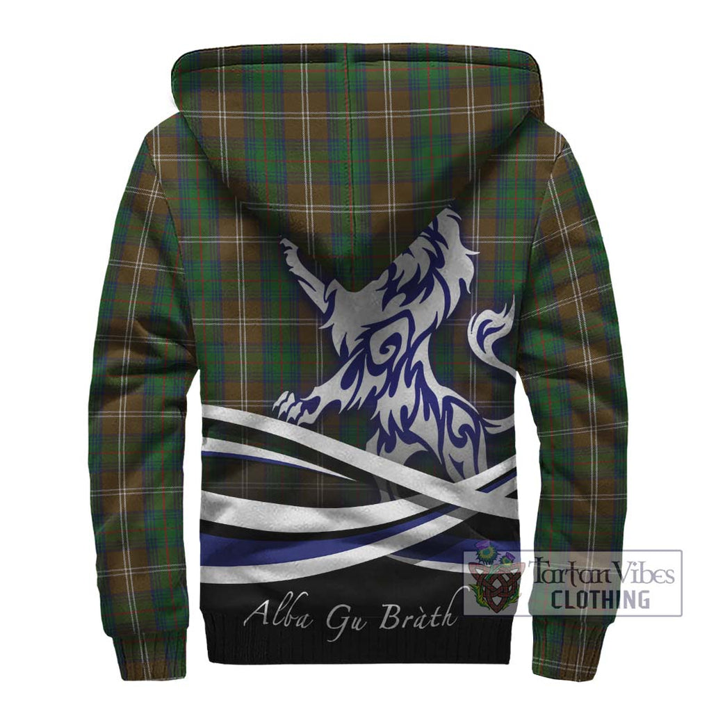 Chisholm Hunting Tartan Sherpa Hoodie with Alba Gu Brath Regal Lion Emblem - Tartanvibesclothing Shop