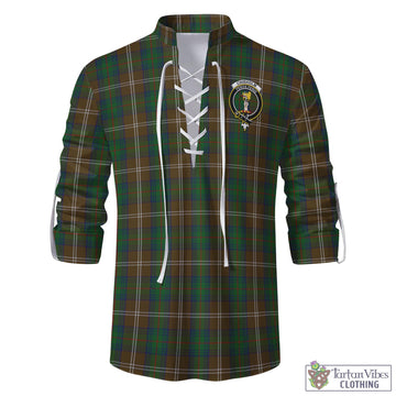 Chisholm Hunting Tartan Men's Scottish Traditional Jacobite Ghillie Kilt Shirt with Family Crest