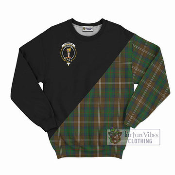 Chisholm Hunting Tartan Sweatshirt with Family Crest and Military Logo Style