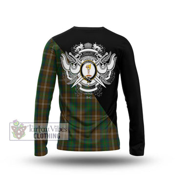 Chisholm Hunting Tartan Long Sleeve T-Shirt with Family Crest and Military Logo Style