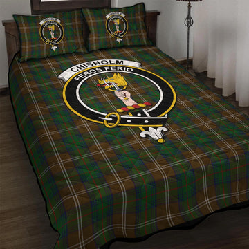 Chisholm Hunting Tartan Quilt Bed Set with Family Crest