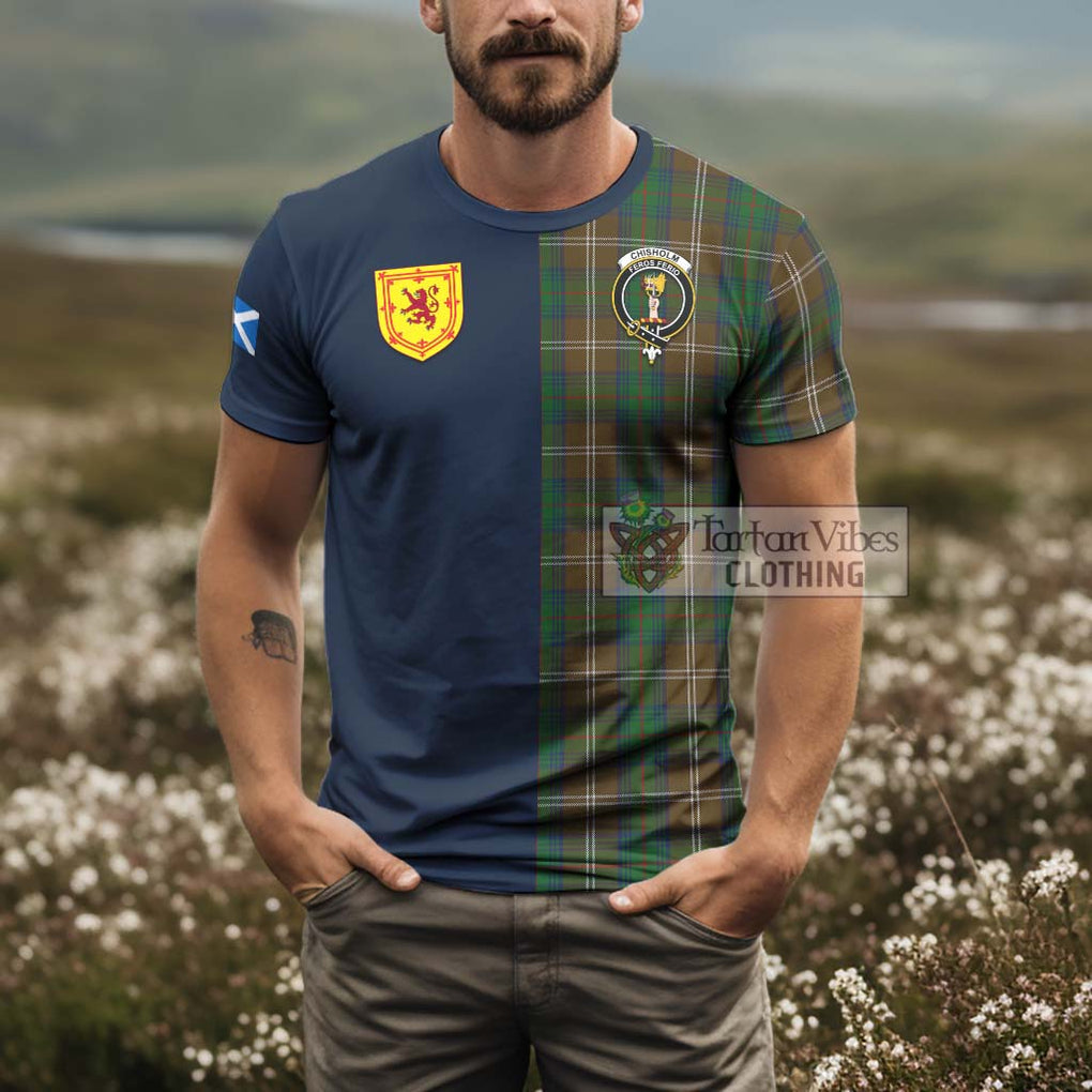 Tartan Vibes Clothing Chisholm Hunting Tartan T-Shirt Alba with Scottish Lion Royal Arm Half Style