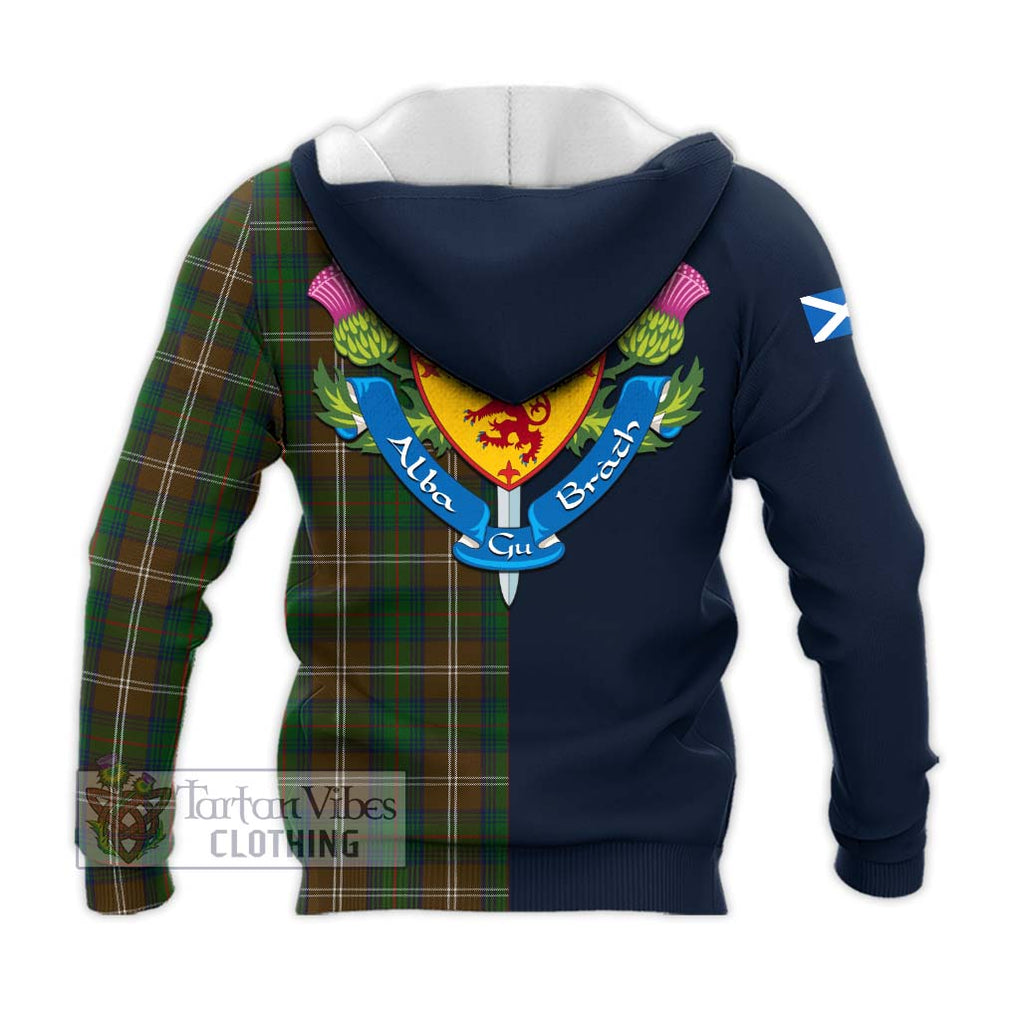 Tartan Vibes Clothing Chisholm Hunting Tartan Knitted Hoodie with Scottish Lion Royal Arm Half Style