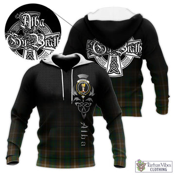 Chisholm Hunting Tartan Knitted Hoodie Featuring Alba Gu Brath Family Crest Celtic Inspired