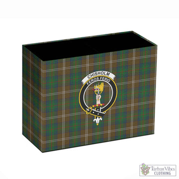 Chisholm Hunting Tartan Pen Holder with Family Crest