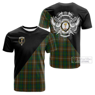 Chisholm Hunting Tartan Cotton T-shirt with Family Crest and Military Logo Style