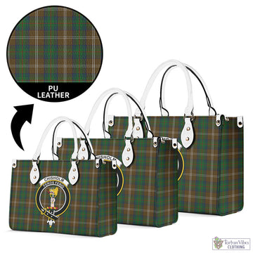 Chisholm Hunting Tartan Luxury Leather Handbags with Family Crest