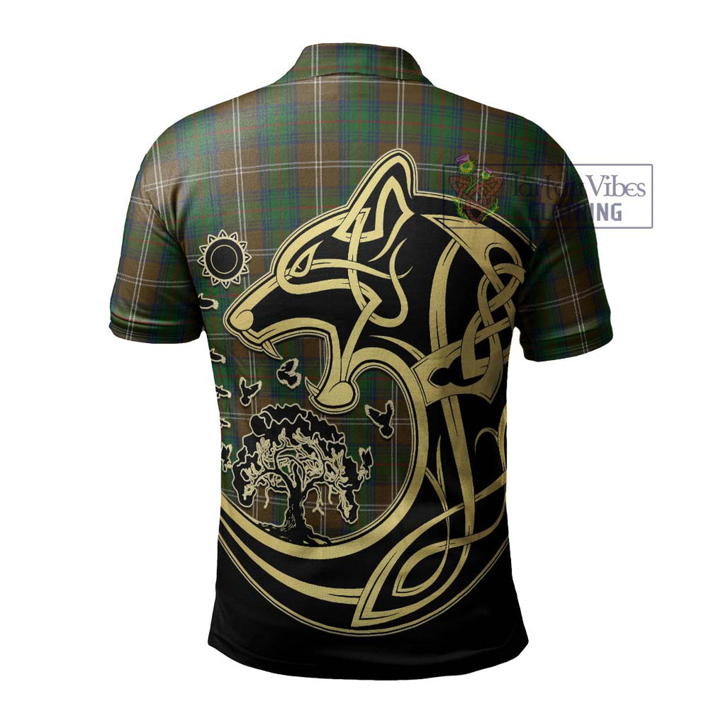 Chisholm Hunting Tartan Polo Shirt with Family Crest Celtic Wolf Style - Tartanvibesclothing Shop