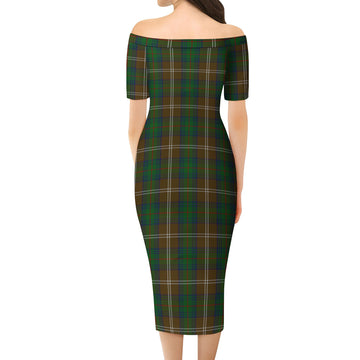 Chisholm Hunting Tartan Off Shoulder Lady Dress