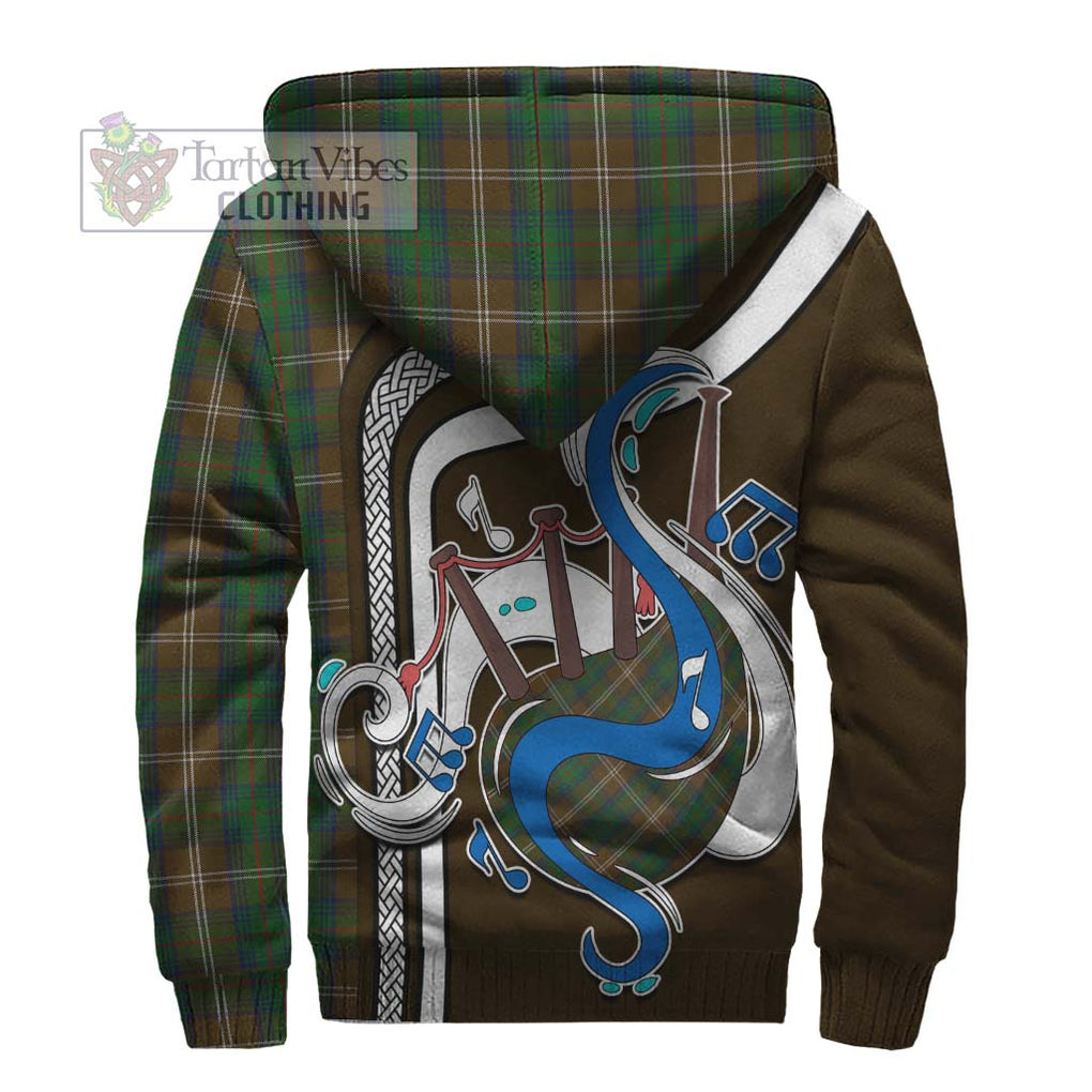 Chisholm Hunting Tartan Sherpa Hoodie with Epic Bagpipe Style - Tartanvibesclothing Shop