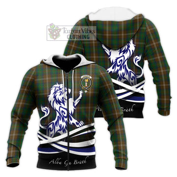 Chisholm Hunting Tartan Knitted Hoodie with Alba Gu Brath Regal Lion Emblem