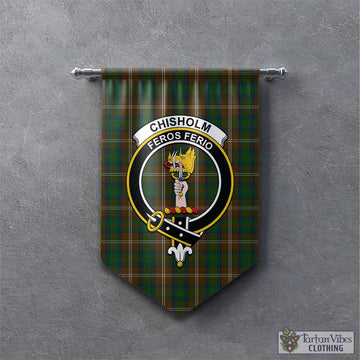 Chisholm Hunting Tartan Gonfalon, Tartan Banner with Family Crest