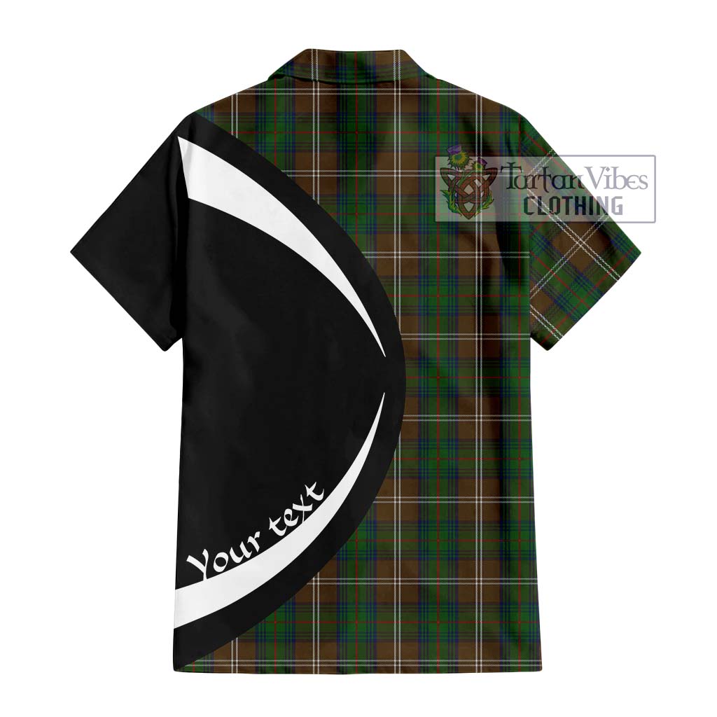 Chisholm Hunting Tartan Short Sleeve Button Up with Family Crest Circle Style - Tartan Vibes Clothing