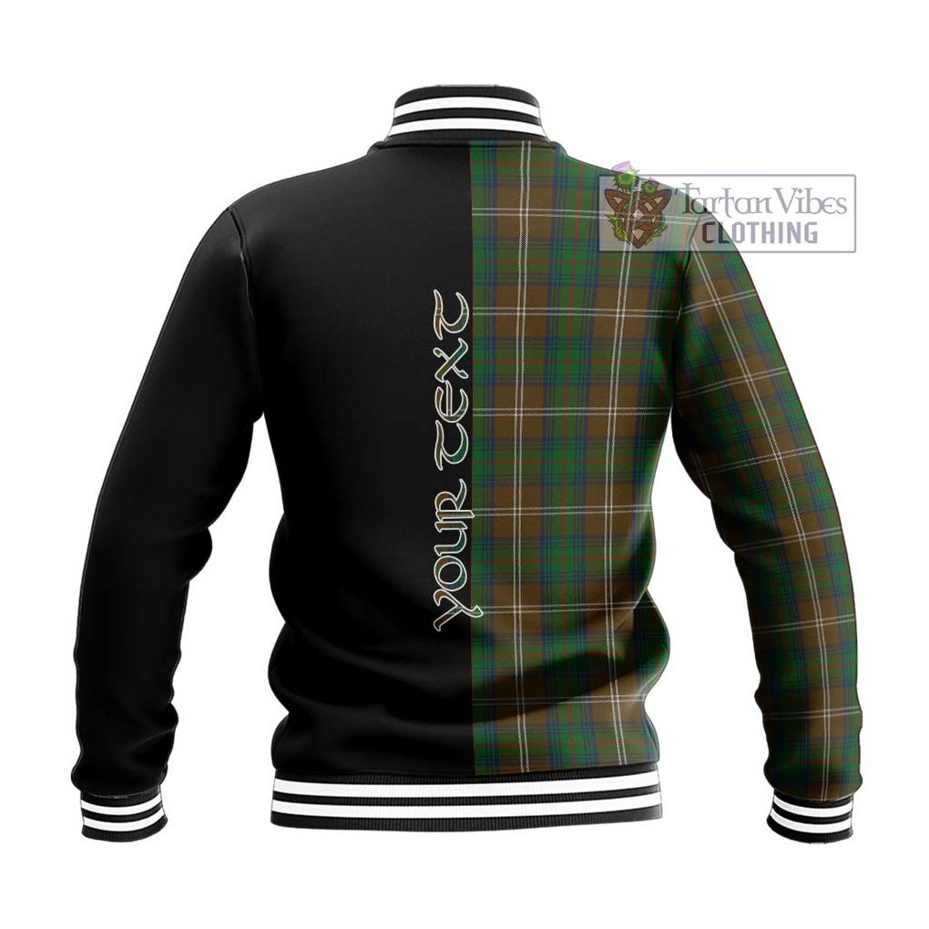 Chisholm Hunting Tartan Baseball Jacket with Family Crest and Half Of Me Style - Tartanvibesclothing Shop