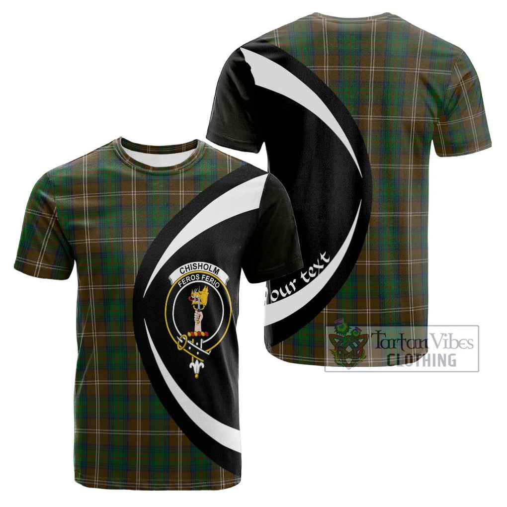 Tartan Vibes Clothing Chisholm Hunting Tartan Cotton T-shirt with Family Crest Circle Style