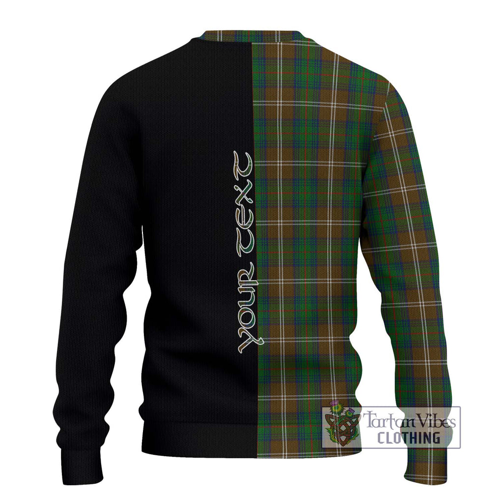 Chisholm Hunting Tartan Knitted Sweater with Family Crest and Half Of Me Style - Tartanvibesclothing Shop