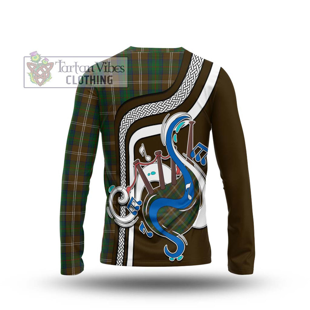 Tartan Vibes Clothing Chisholm Hunting Tartan Long Sleeve T-Shirt with Epic Bagpipe Style