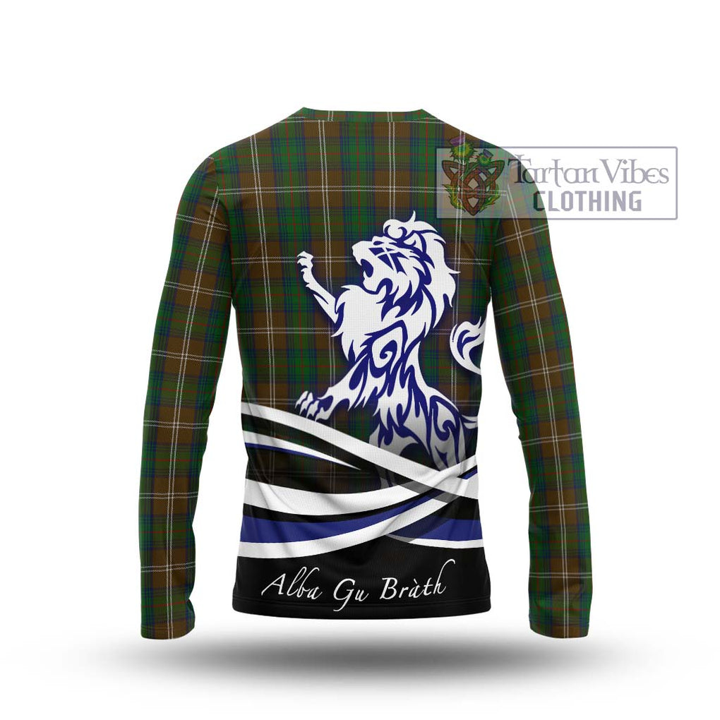 Chisholm Hunting Tartan Long Sleeve T-Shirt with Alba Gu Brath Regal Lion Emblem - Tartanvibesclothing Shop